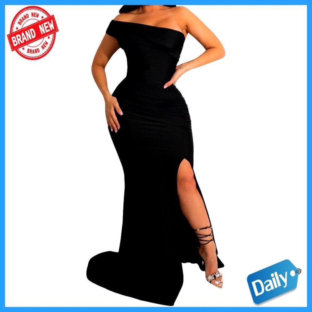 Off Shoulder Bodycon Maxi Dress Elegant High Split Formal Party Evening Gown